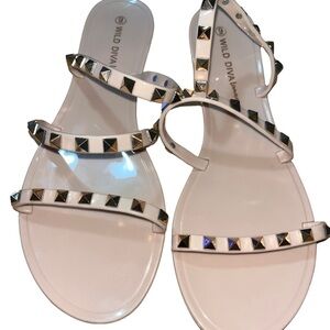 Wild Diva Lounge Open Toe Jelly Slide Sandals, Pink, Size 9, NWOT